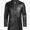 Glen Mens Black Real Leather Car Coat product image