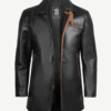 Glen Mens Black Real Leather Car Coat product image