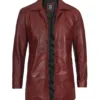 Mens Burgundy Real Lambskin Leather Car Coat product image