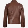 Men's Cognac Brown Leather Shirt Collar Jacket product image