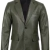 Men's Dark Green Real Leather Blazer product image