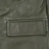 Men's Dark Green Real Leather Blazer product image