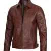 Tall Men Harrington Brown Leather Jacket Tall Men Harrington Brown Leather Jacket product image