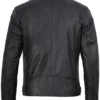 Dodge Men's Matte Black Cafe Racer Leather Jacket product image