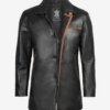 Glen Mens Black Real Leather Car Coat product image