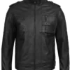 Tavares Men's Matte Black Biker Style Leather Jacket product image