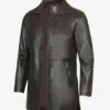 Tall Men's Distressed Dark Brown Leather Car Coat product image