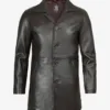 Tall Men's Distressed Dark Brown Leather Car Coat product image