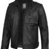Tavares Men's Matte Black Biker Style Leather Jacket product image