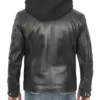 Merrill Men's Black Hooded Leather Jacket product image