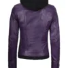 Women's Purple Leather Jacket with Removable Hood product image
