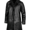 Men's Black Leather Shearling Coat product image