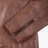 Men's Cognac Brown Leather Shirt Collar Jacket product image