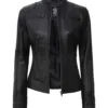 Dodge Women's Tall Black Leather Biker Style Jacket Dodge Women's Tall Black Leather Biker Style Jacket product image