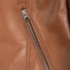 Womens Tan Brown Cafe Racer Leather Jacket product image