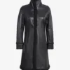 Maura Womens Real Leather Black Shearling Long Coat Maura Womens Real Leather Black Shearling Long Coat product image