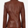 Women's Two Button Cognac Leather Blazer product image