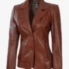 Women's Two Button Cognac Leather Blazer product image
