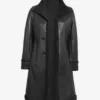 Maura Womens Real Leather Black Shearling Long Coat Maura Womens Real Leather Black Shearling Long Coat product image