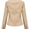 Women’s Beige Leather Jacket Motorcycle Stylish Spring Lightweight Stylish Motor Biker With Zipper product image