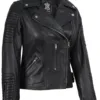 Bari Women Asymmetrical Black Leather Biker Style Jacket Bari Women Asymmetrical Black Leather Biker Style Jacket product image