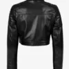 Women's Black Cropped Leather Biker Style Jacket product image