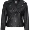 Bari Women Asymmetrical Black Leather Biker Style Jacket Bari Women Asymmetrical Black Leather Biker Style Jacket product image