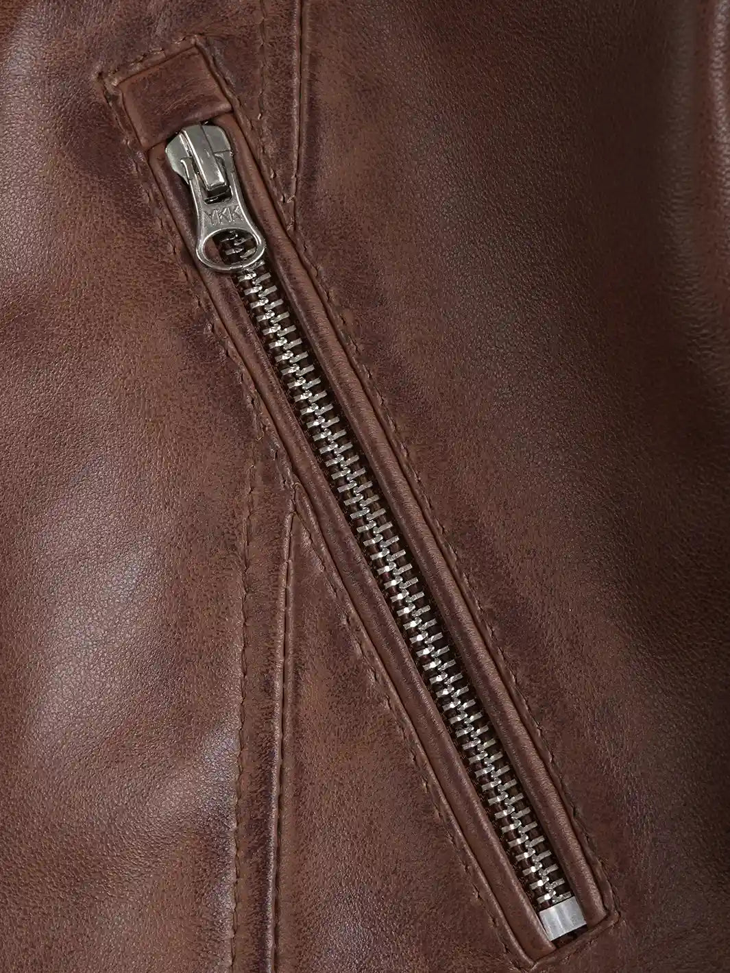 Womens Cognac Brown Cafe Racer Leather Jacket - Padded Shoulders Womens Cognac Brown Cafe Racer Leather Jacket - Padded Shoulders product image