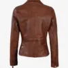 Ramsey Women's Cognac Brown Asymmetrical Leather Jacket product image