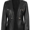 Kim Women's Black Double Breasted Leather Blazer product image