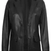 Women's Two Button Black Real Leather Blazer Women's Two Button Black Real Leather Blazer product image