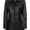 Kandis Womens Black 3/4 Length Leather Car Coat product image