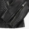 Women's Black Textured Cafe Racer Leather Jacket Women's Black Textured Cafe Racer Leather Jacket product image