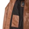 Womens Tan Brown Cafe Racer Leather Jacket product image