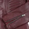 Women's Burgundy Cafe Racer Leather Jacket Women's Burgundy Cafe Racer Leather Jacket product image