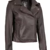 Kirsten Purple Brown Leather Biker Style Jacket Womens product image
