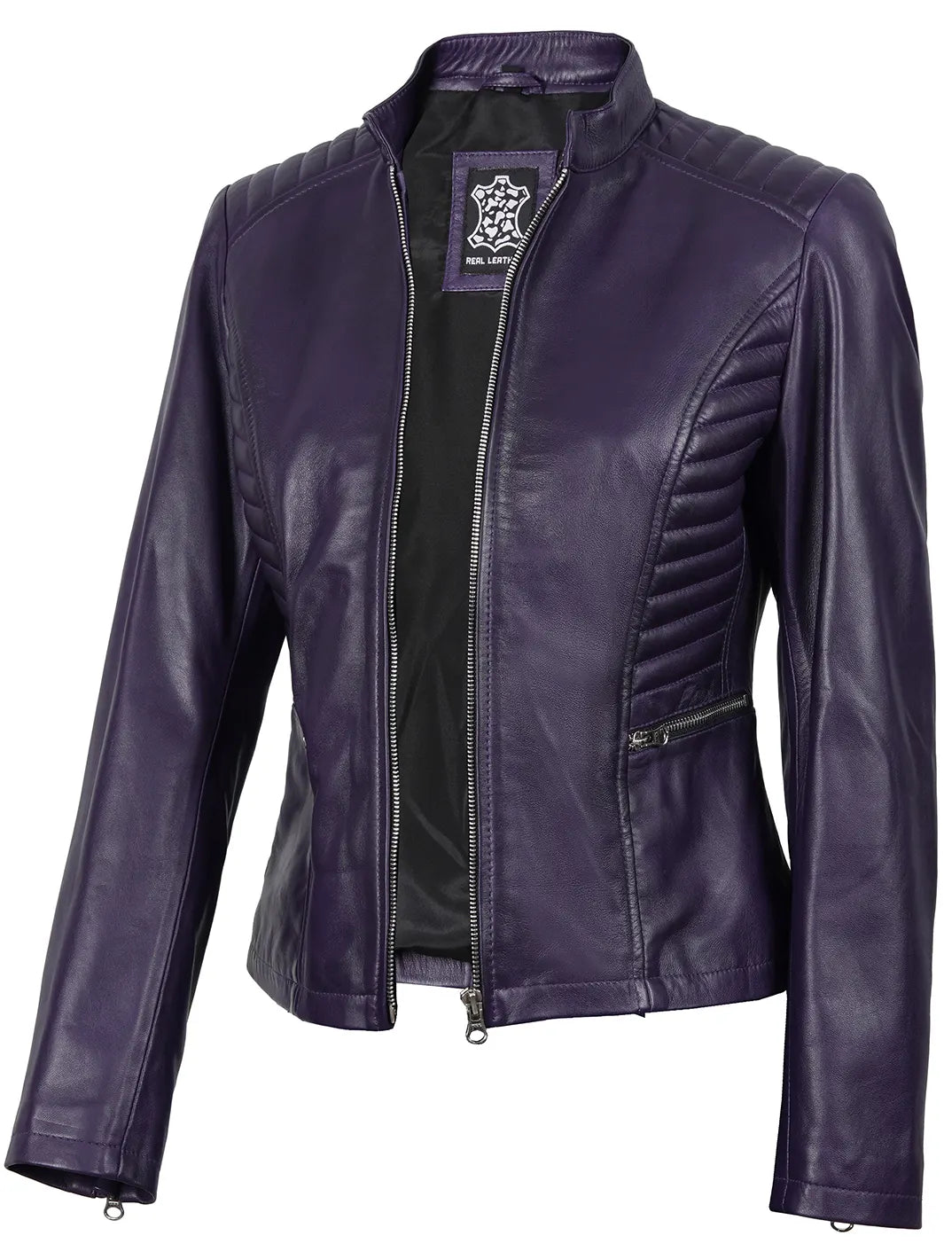 Rachel Women's Biker Purple Leather Jacket Rachel Women's Biker Purple Leather Jacket product image