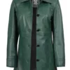 Kandis Women's Green Real Leather Car Coat product image