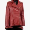 Clarissa Womens Red Asymmetrical Peplum Leather Jacket Clarissa Womens Red Asymmetrical Peplum Leather Jacket product image