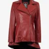Clarissa Womens Red Asymmetrical Peplum Leather Jacket Clarissa Womens Red Asymmetrical Peplum Leather Jacket product image
