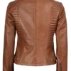 Rachel Womens Tan Cafe Racer Leather Jacket product image