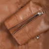 Womens Tan Brown Cafe Racer Leather Jacket product image