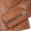Rachel Womens Tan Cafe Racer Leather Jacket product image