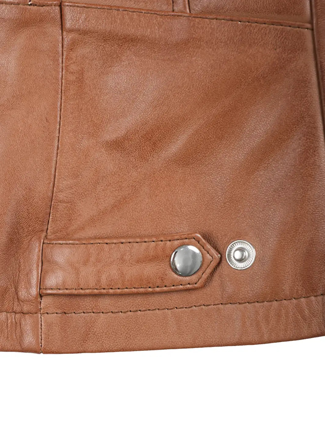 Rachel Womens Tan Cafe Racer Leather Jacket Rachel Womens Tan Cafe Racer Leather Jacket product image