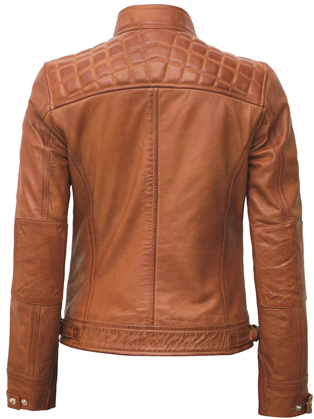 Women's Cafe Racer Tan Brown Leather Jacket Women's Cafe Racer Tan Brown Leather Jacket product image