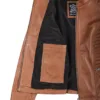 Rachel Womens Tan Cafe Racer Leather Jacket product image