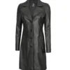 Women's Tall Black 3/4 Length Leather Coat product image