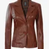 Women's Two Button Cognac Leather Blazer product image