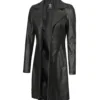 Women's Tall Black 3/4 Length Leather Coat product image
