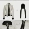 Womens Off White Biker Style Leather Jacket with Hood Womens Off White Biker Style Leather Jacket with Hood product image
